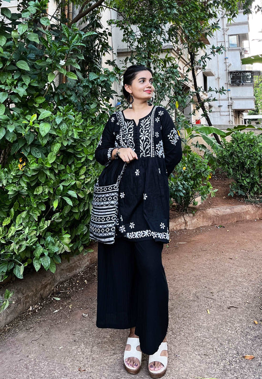 Black Cotton Chikankari Kurti