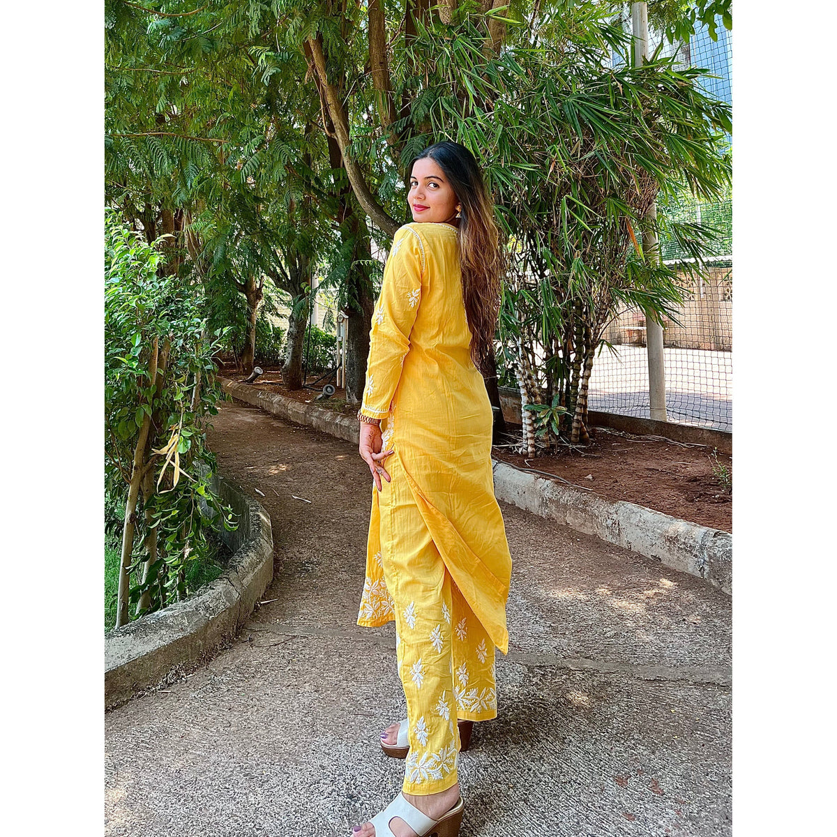 Yellow Chikankari Set