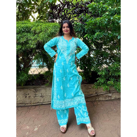 Blue Chikankari Set