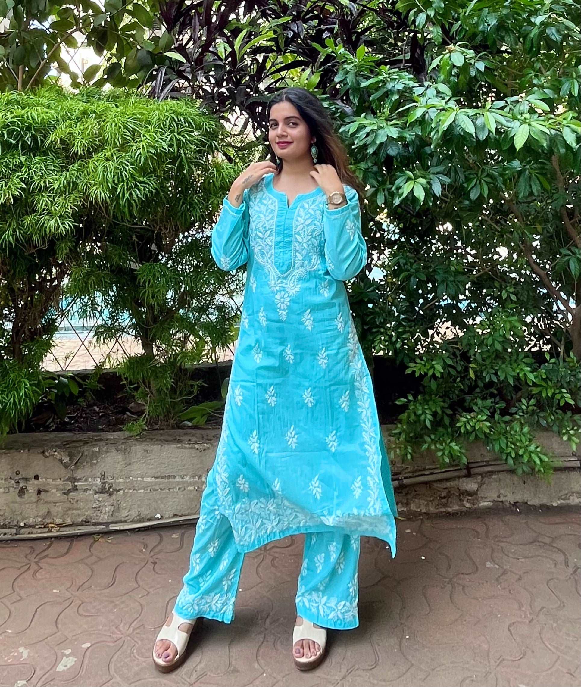 Blue Chikankari Set