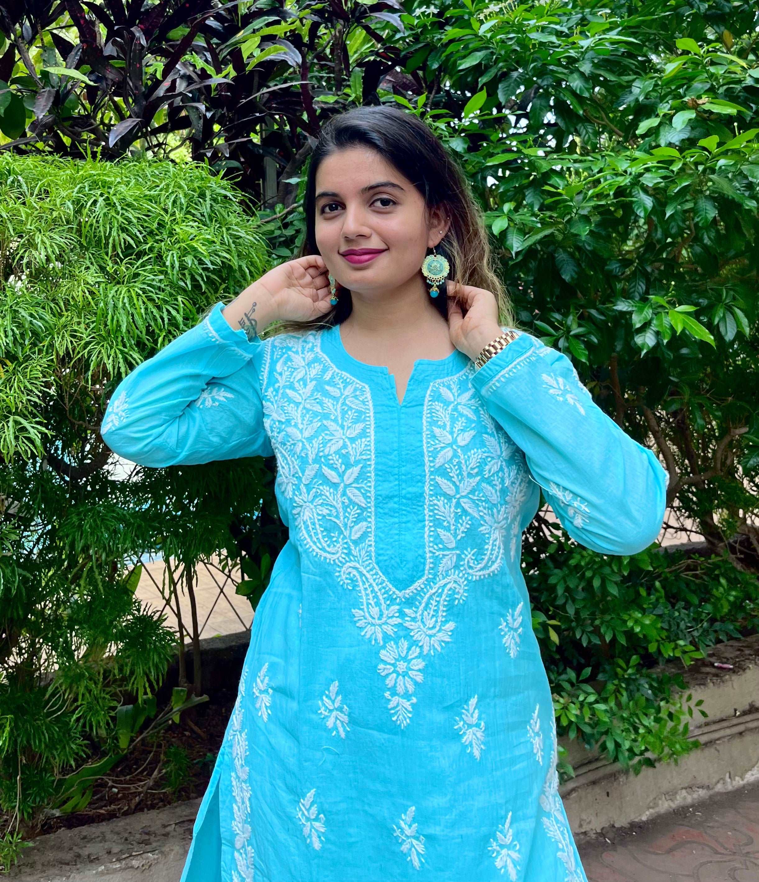 Blue Chikankari Set