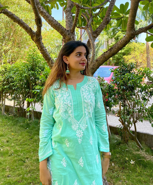 Green Chikankari Set