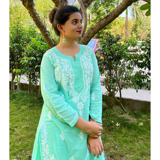 Green Chikankari Set