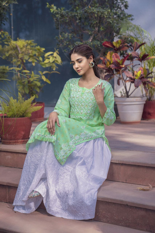 Mint Green Chikankari Kurti