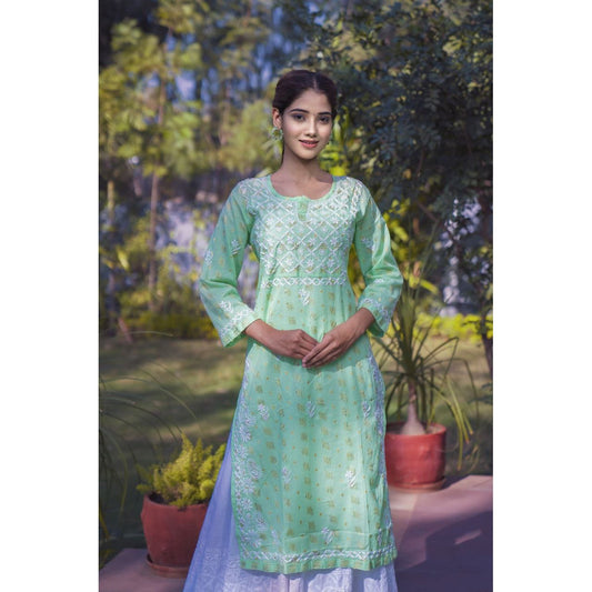 Mint Green Chikankari Kurti