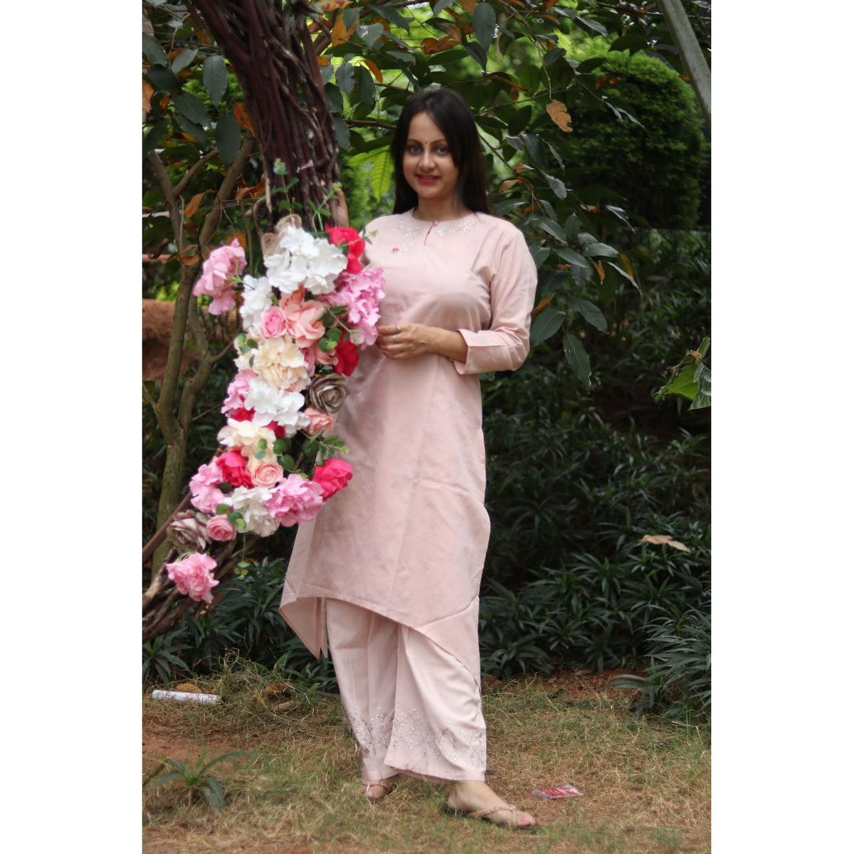 Pink Cotton Silk Suit Set