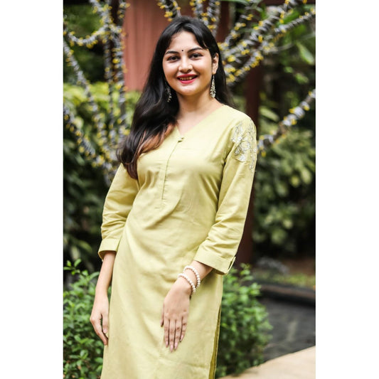 Mist Green Embroidered Cotton Suit Set