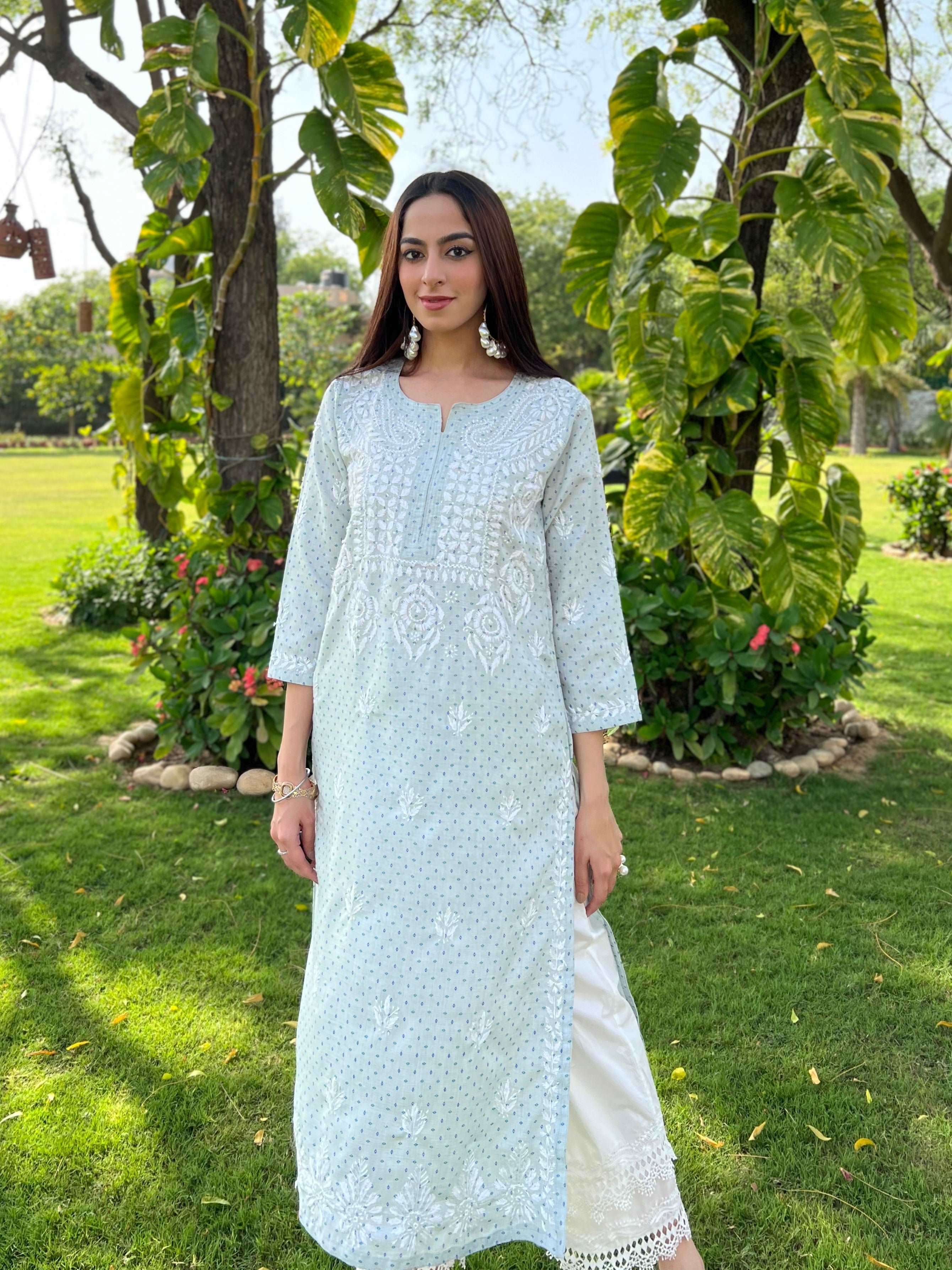 Buy CRAFTED FOR YOU Women White Floral Printed Pure Cotton Kurti With  Trousers & With Dupatta - Kurta Sets for Women 19318864 | Myntra