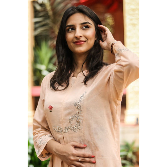 Dawn Pink Embroidered Cotton Suit Set