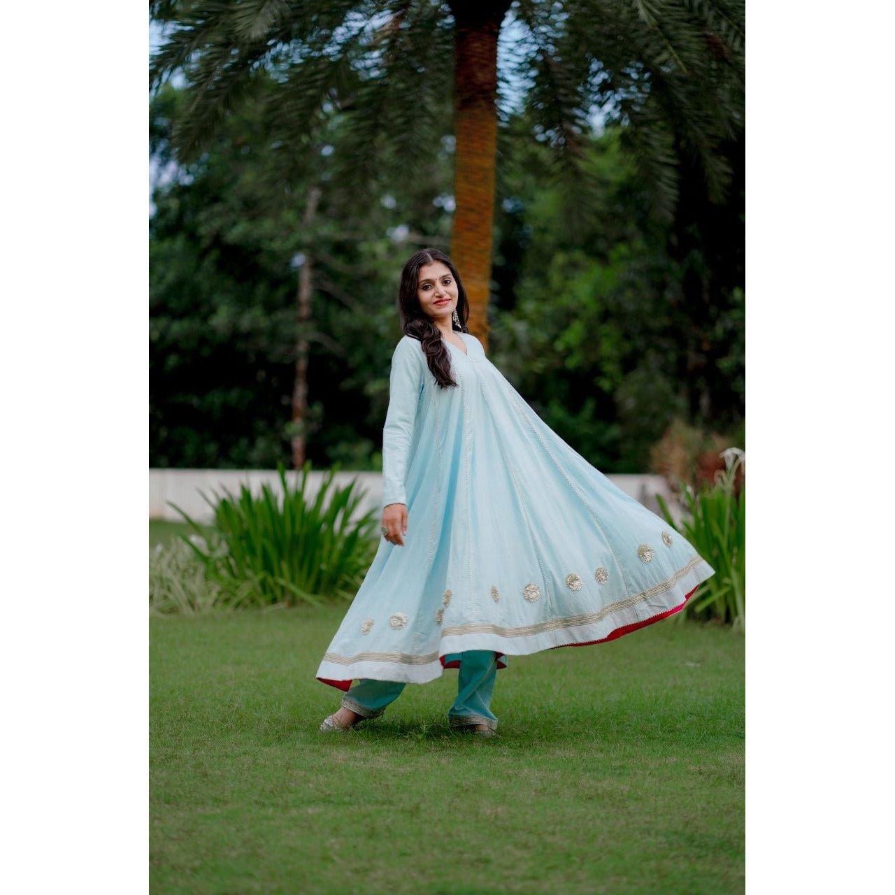 AASMA- Light Blue Anarkali SetSaris & LehengasThe Vasilikioccasion wear