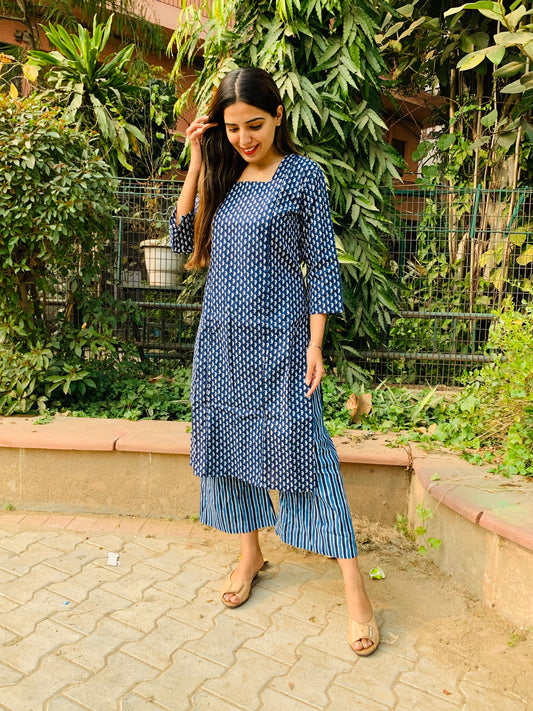 Aegan Blue Kurti Palazzo Set