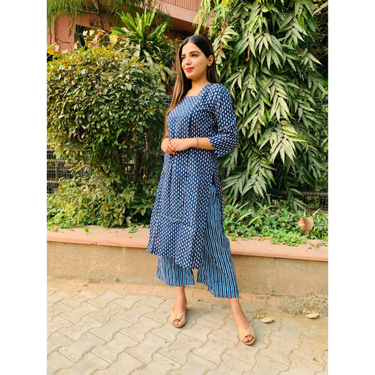 Aegan Blue Kurti Palazzo Set